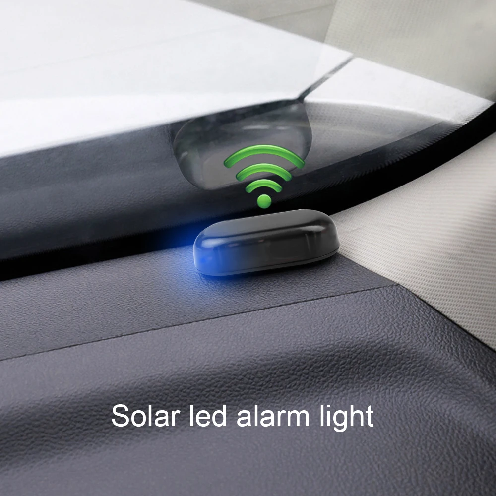 Solar Usb Power Car Alarm Light Antitheft Warning Flash Blinking Fake