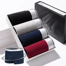 Новые мужские боксеры Повседневная мода чистый цвет breat Высокое качество Мужские шорты их чистого хлопка реактивной окраски нижнее белье большой размер 4 шт./лот