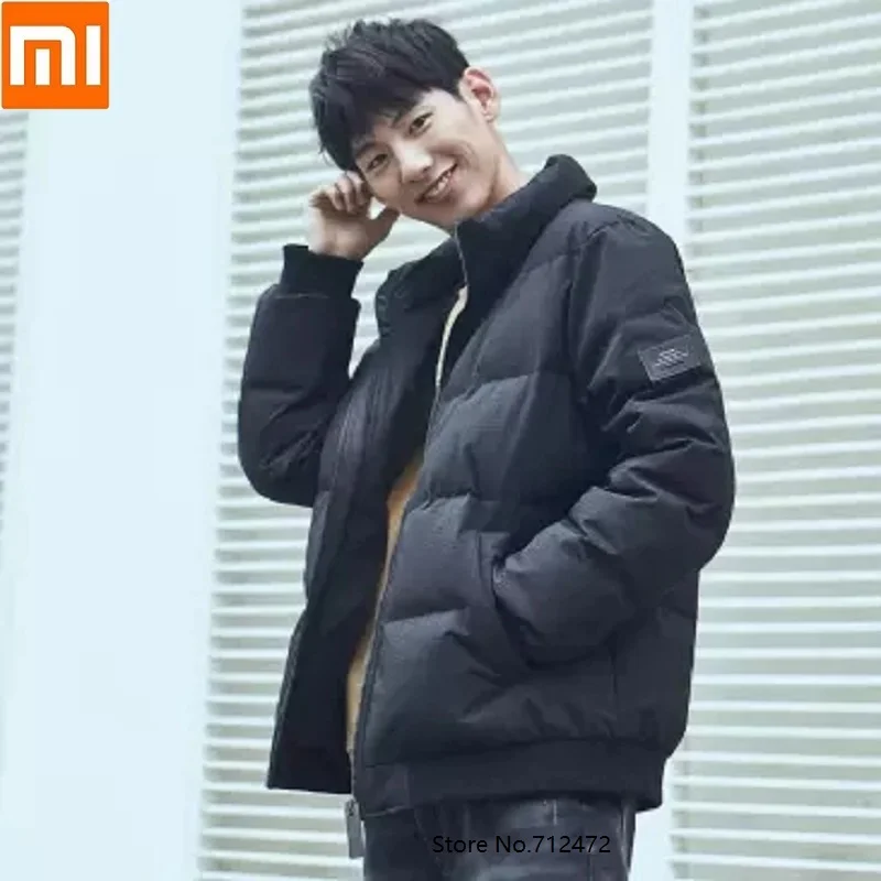 Xiaomi зима Мода Человек стоячий воротник досуг печати пуховик 90% белый утиный пух водонепроницаемый мужское теплое пальто vercoat