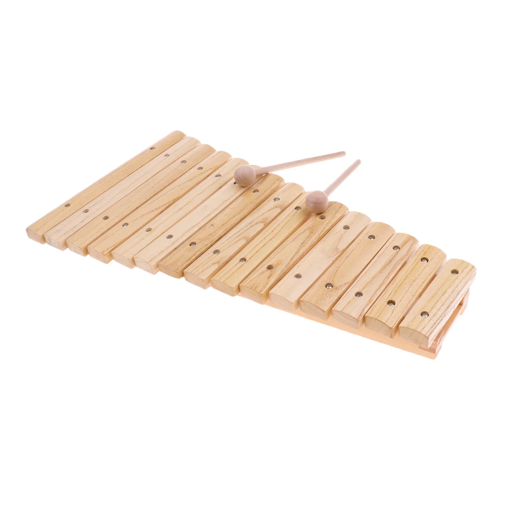 15 Notes Wood Xylophone with 2 Mallets for Children Kids Musical Educational Toys