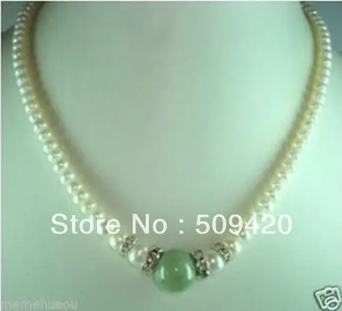 Free Shipping7-8mm Beautiful White Pearl Jade Beads Necklace 18"
