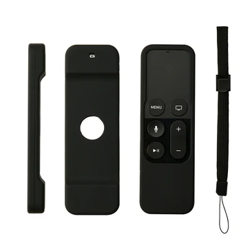 

Protective Case Portable Sleeve Durable Lanyard Remote Control Cover Silicone Home Removable Shockproof Black Soft For Apple TV4