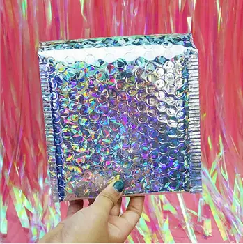 

50pcs 13*15cm Silver Bubble Envelopes Bags Laser Mailers Padded Shipping Envelope Mailing Bag Small Jewelry Pouch