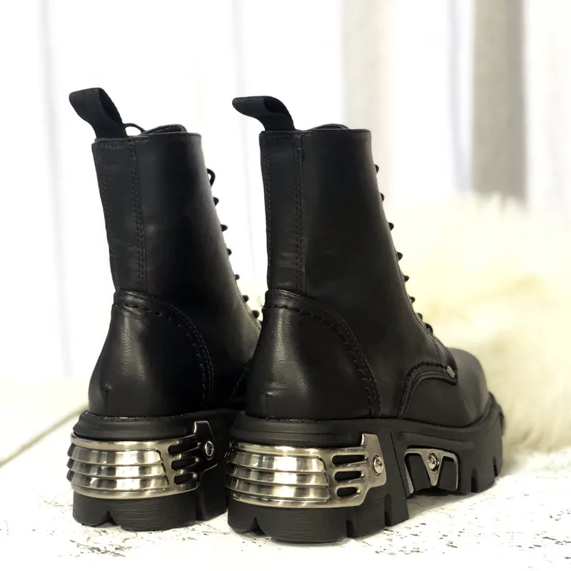 topos botas militares metal decoração outono inverno botas mujer