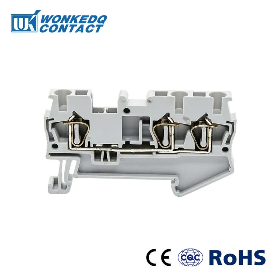 

Din Rail Terminal Blocks10Pcs ST-2.5-TWIN Connectors Electrical Wiring Return Pull Type Three Conductors Terminal Blocks