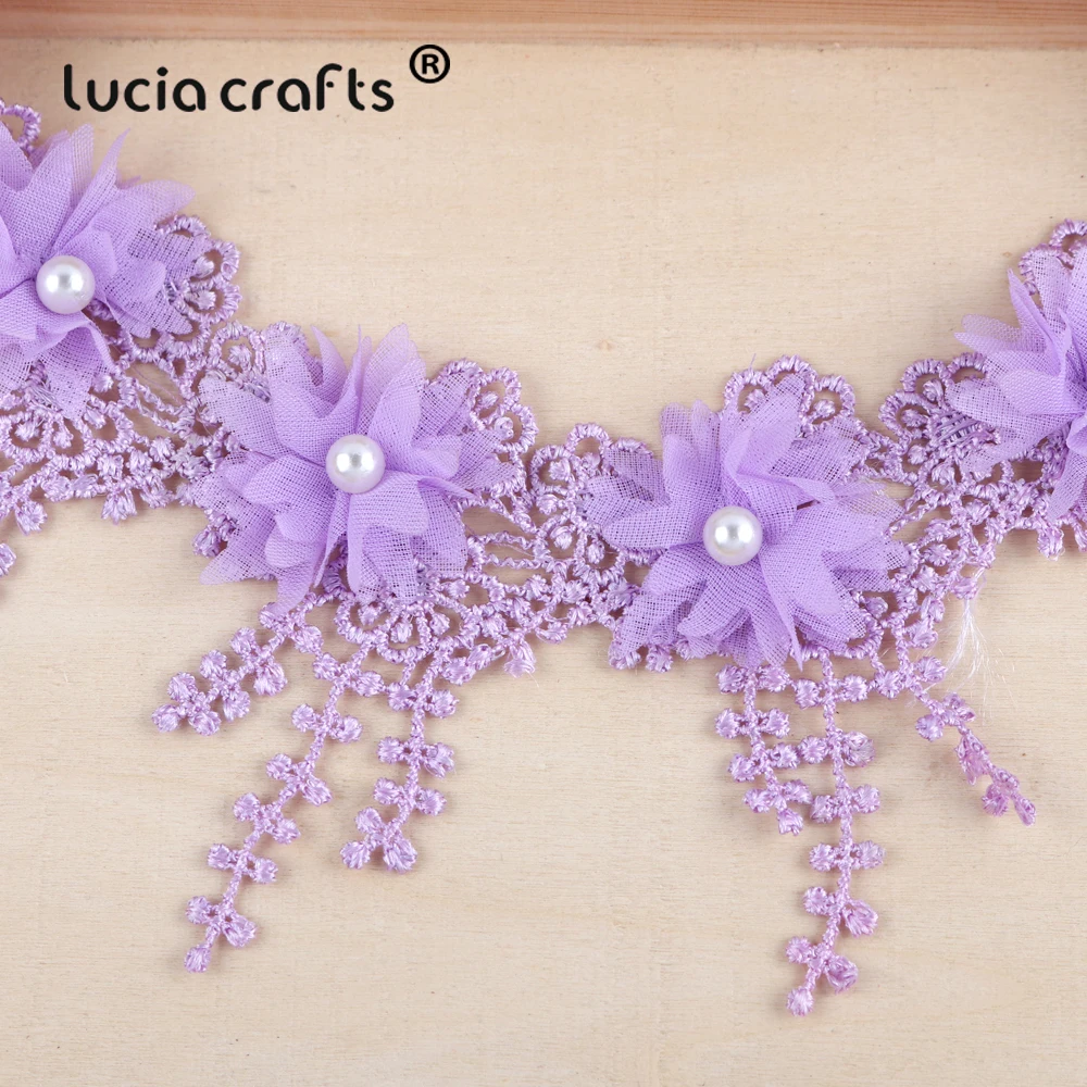 Lucia crafts 1yards/lot 7cm Flower Embroidery Lace Trim Fabric DIY Handmade Garment Lace Materials Accessories N0502 lace fabric lace sewing accessories lace sewing supplies lace accessories lace garment accessories clothing craft accessories