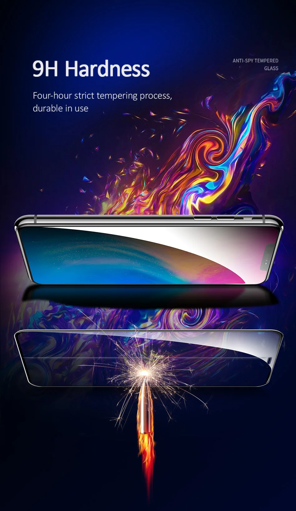 USAMS 9H полное надежное закаленное стекло для iPhone Xs XR XS Max антишпионские блики ползучие 0,33 мм Ультра тонкая защитная пленка для экрана