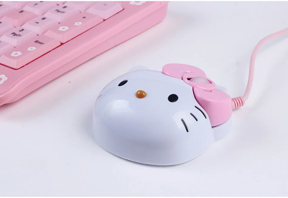 3D мультяшная Розовая hello kitty проводная мышь USB 2,0 Pro розовая Милая игровая мышь оптическая мышь для компьютера PC Детские мыши для девочек