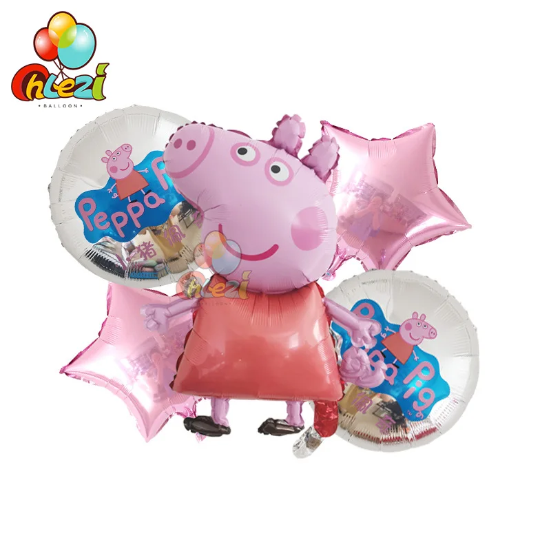 Золотой 5 шт. фольгированные шары PEPPAPIG, подарок на день рождения, украшения для вечеринки на день рождения, детские игрушки для девочек и мальчиков, шары Peppa pig, Джордж - Цвет: Золотой