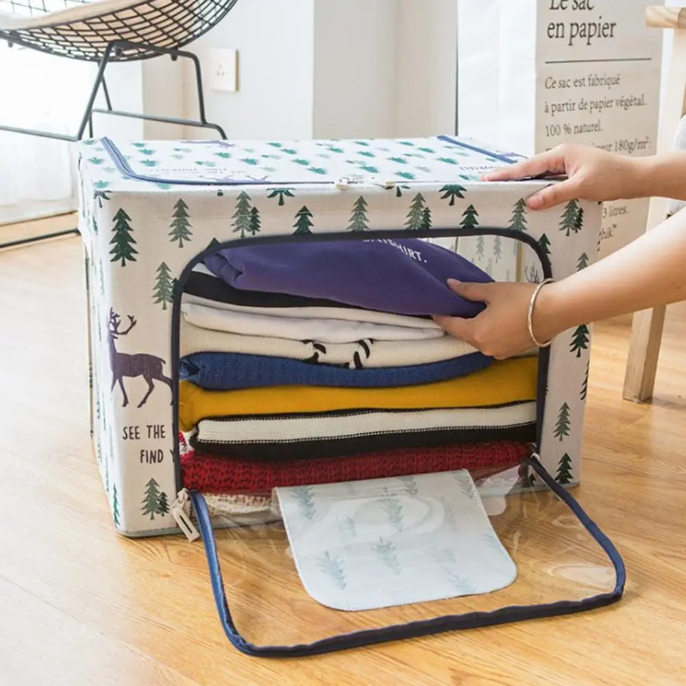 Cotton Linen Storage Box Foldable Clothing Storage Box Home Sundries Fabric Storage Basket Bathroom Laundry Basket