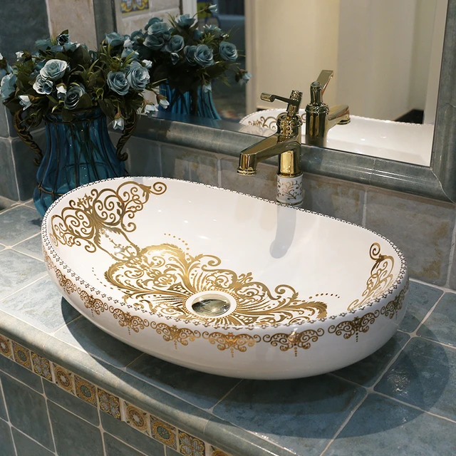 Jingdezhen Ceramic Sanitary Ware Art Counter Basin Wash Basin Lavabo Sink  Bathroom Sink Artistic Wash Basin Oval - Bathroom Sinks - AliExpress