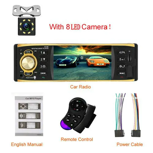 With 8LED camera 4019B MP3 MP5 один 1 Din автомобильный Радио стерео аудио плеер авторадио FM USB AUX SD Поддержка камеры дистанционное управление - Цвет: With 8LED camera