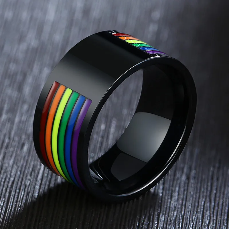 Rainbow LGBT Gay Pride Stainless Steel Rings Love Spinner Fashion Rotatable Ring Jewelry for Men women Lover | Украшения и