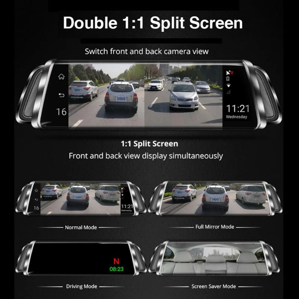 Автомобильный видеорегистратор 1" ips Android зеркало заднего вида gps Navi ADAS Bluetooth 4G WiFi 1080P 2.5D передовая Антибликовая стеклянная зеркальная камера