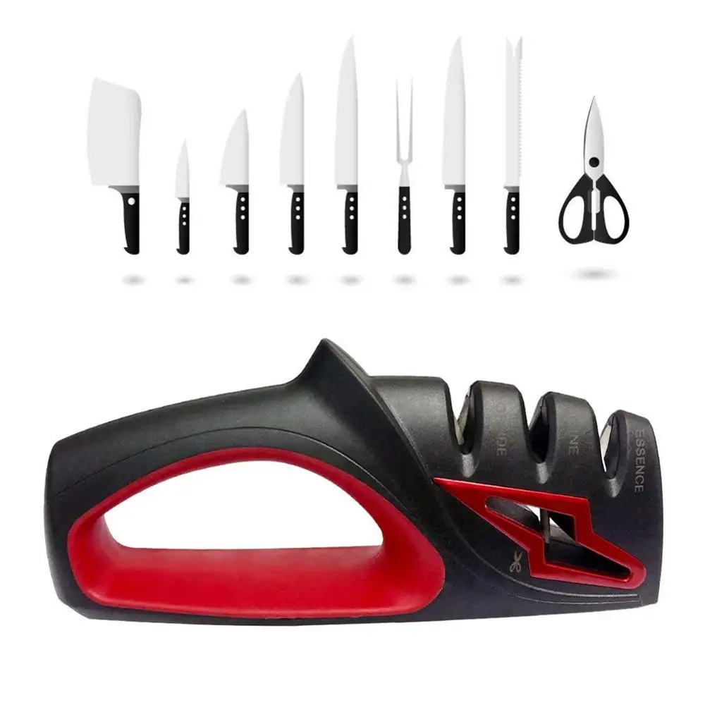 

Knife Sharpener 3 Stages Professional Quick Kitchen Sharpening Stone Diamond Ceramic Scissors Knives Grinder Sharpener Tool