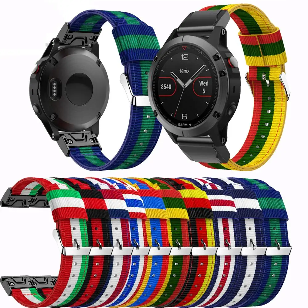 Ремешок спортивный нейлоновый для Garmin Fenix 6 22 мм в спортивном стиле | Наручные часы