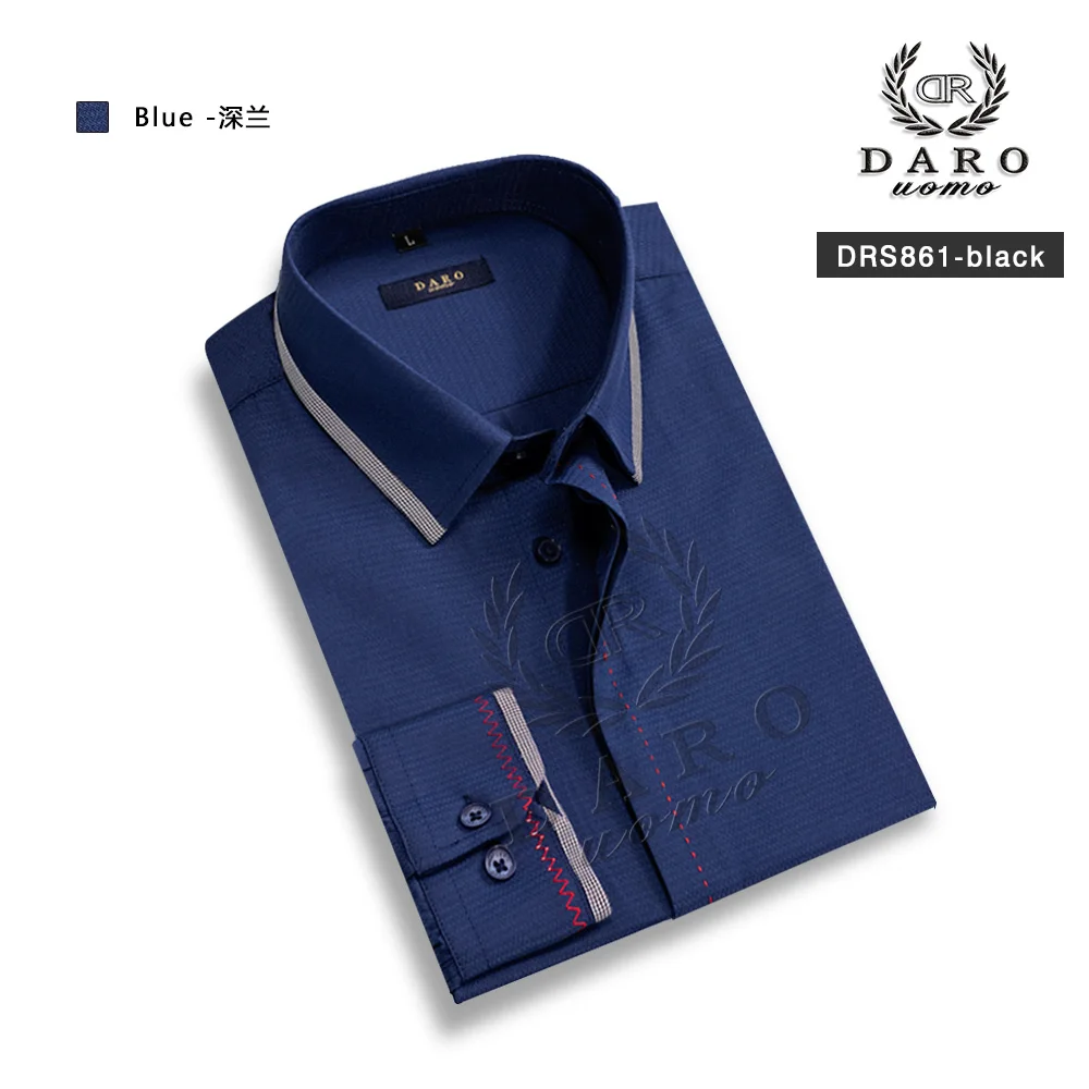 Navy Blue Новое поступление модные хлопковые мужские рубашки с длинными рукавами однотонная мужская рубашка-смокинг мужские рубашки DR861 - Цвет: Navy Blue