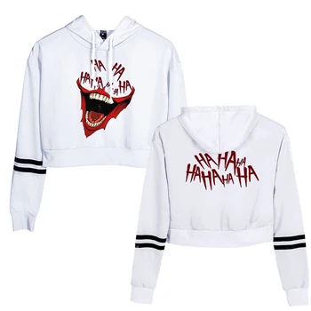 

haha joker 2D prined Fashion Long Sleeve Cropped Hoodies for Women 2019 sutumn Hot Sale Streetwear Clothes plus size
