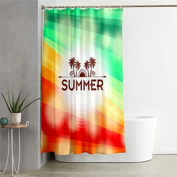 

Waterproof Shower Curtain With Summer Beach Hooks Bathroom Curtains High Quality Bath Bathing Sheer For Home Decorations