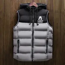 Новинка зимы Стиль Для мужчин с капюшоном жилет на открытом воздухе Повседневное, модные безрукавки с рисунком на холодную погоду; Для мужчин одежда 159