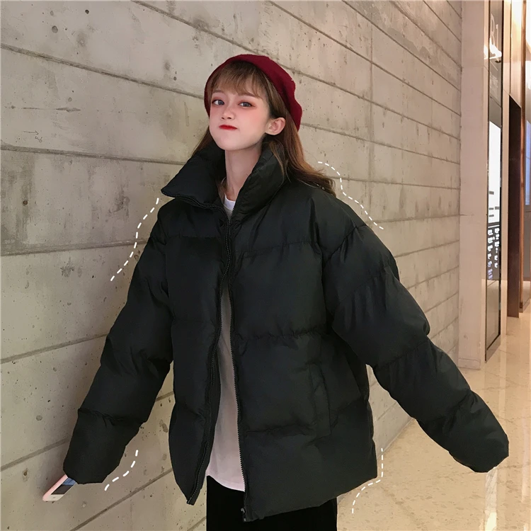 Woherb осень зима пуховик для женщин Harajuku парки со стоячим воротником корейский голографический ватник пальто для девочек свободные ватные куртки