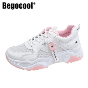 

Begocool chunky womens sneakers trend fashion designer old dad thick bottom ladies shoes gym trainers white pink
