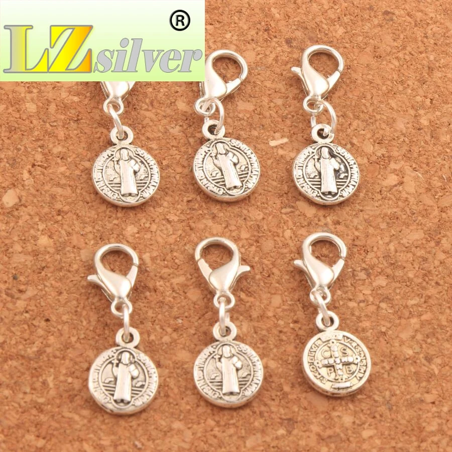 27X9mm Saint Jesus Benedict Patron Medal Crucifix Cross Charm Beads 100PCS Zinc Alloy  Bronze Findings C1651