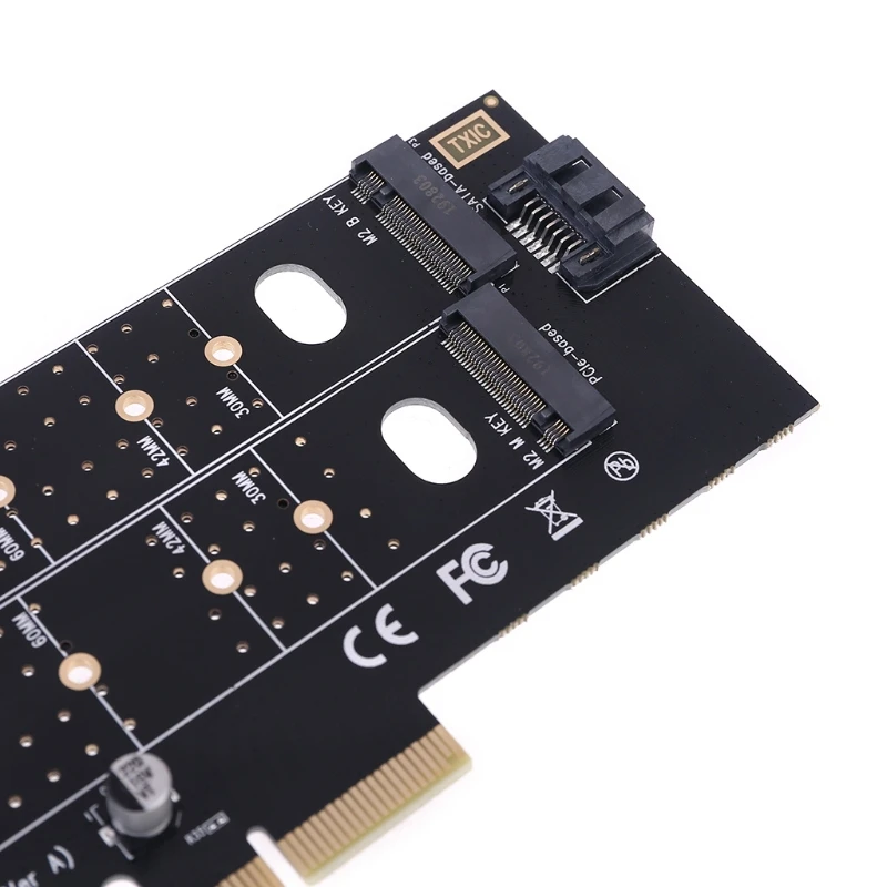 PCIE до M2 M.2 двойной NVMe SSD адаптер NGFF M ключ B Ключ SATA Riser Expansion Card Express TXB044|Компьютерные