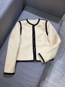 

Women 2020 Autumn Winter Jacket Coat Jacquard Color Patchwork Long Sleeves Femme Luxury Runway Fashion Designers Ladies Jacket
