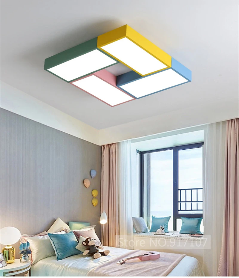 Креативная лампа для детской комнаты, квадратный потолочный светильник для маленьких девочек и мальчиков, 72 Вт, светильник для детской комнаты, спальни, Kindergarden