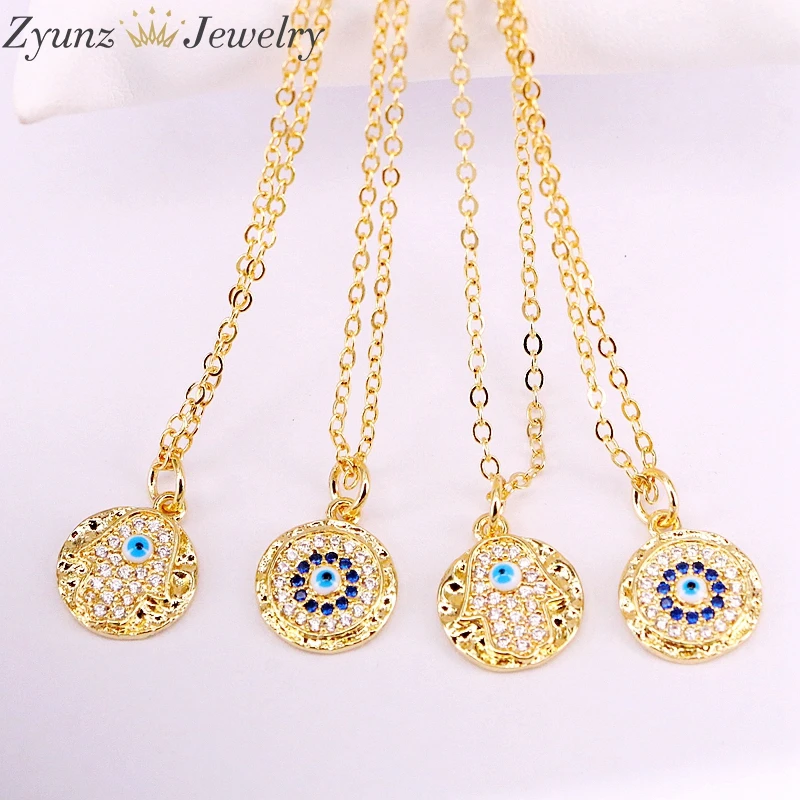 

10PCS, Metal Hamsa Hand Eye Sign Pendant Charm Necklace Gold Color Fashion Pendant Necklaces