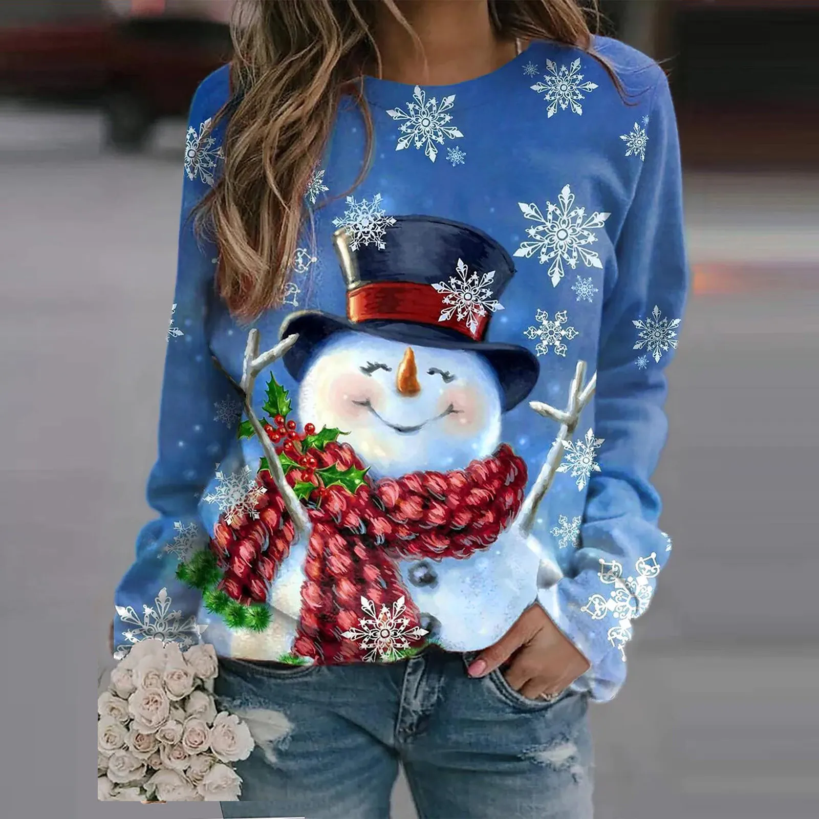 Women Christmas Snowflake Xmas Hoodies 