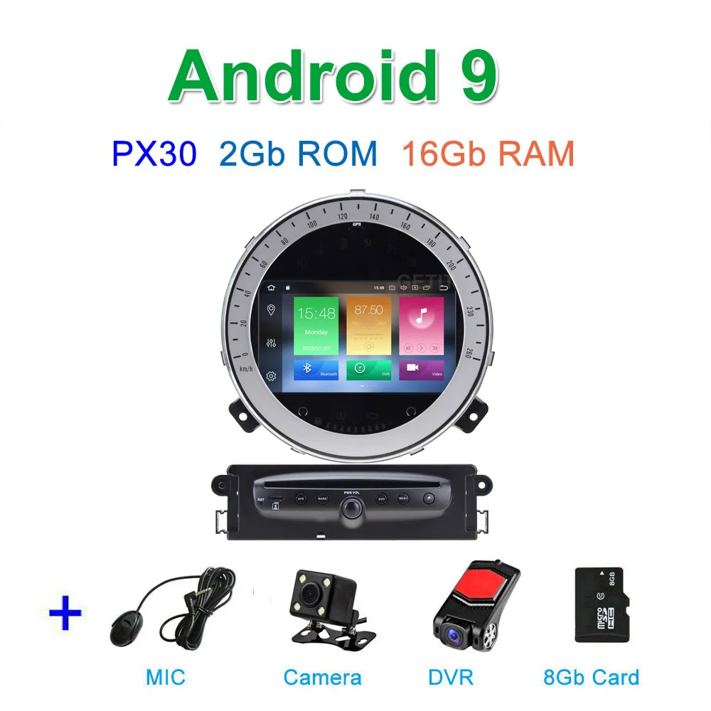 PX6 DSP Android 9 автомобильный dvd-плеер Радио Стерео gps для Mini Cooper Countryman 2011-2013 - Цвет: PX30 2G CAM DVR SD