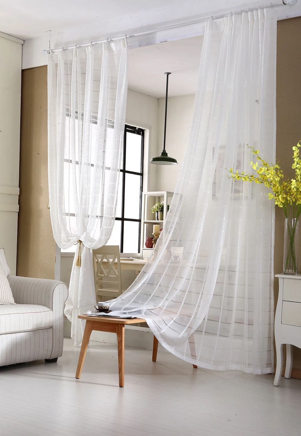 finished white lattice printing curtain tulle for living room bedroom kids room window screening kitchen sheer curtain 444&30