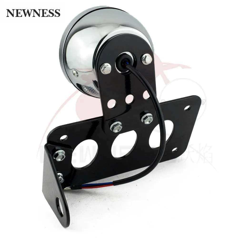 Motorcycle LED Side Mount Rear Stop Tail Light White License Number Plate Bracket Holder For Harley Sportsters Bobber Chopper