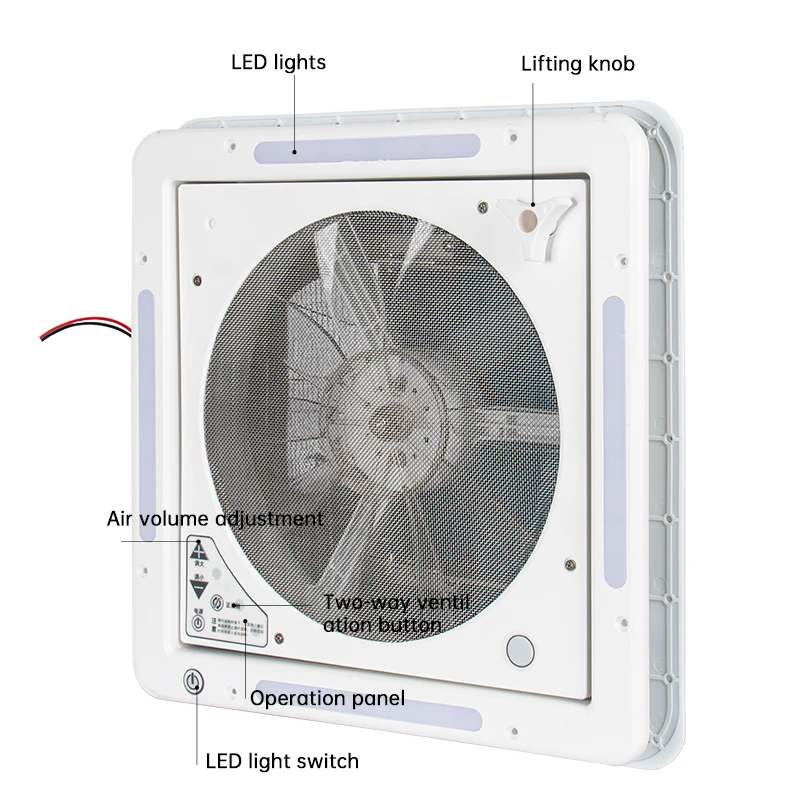 Ventilateur De Toit Pour Camping-Car Avec Lumière LED Blanche - Commande Manuelle, Ventilation & Éclairage, Idéal Caravane Et VR