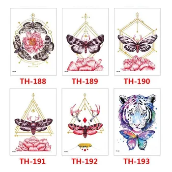 

6pcs/set Temporary Tatoo Waterproof Colorful Fake Tattoos Man Woman Body Art Water Transfer Legs Tattoo Sticker Decoration Tools