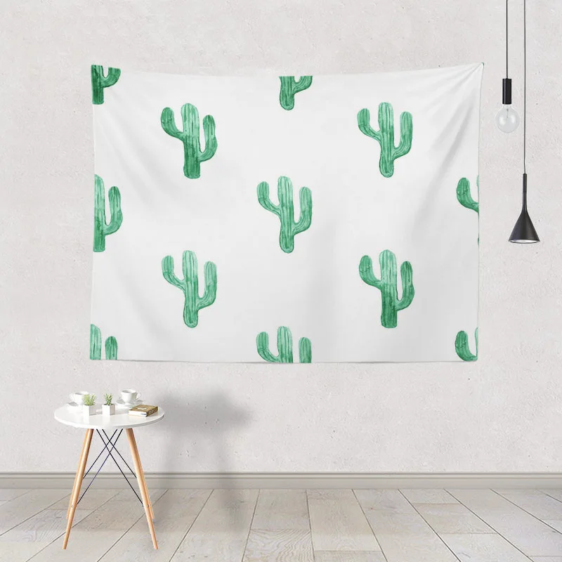 

Fresh Minimalist Tapestry Green Cactus Succulent Nature Hanging Pad Home Living Room Polyester 150*130Cm Decoration Wall Hanging
