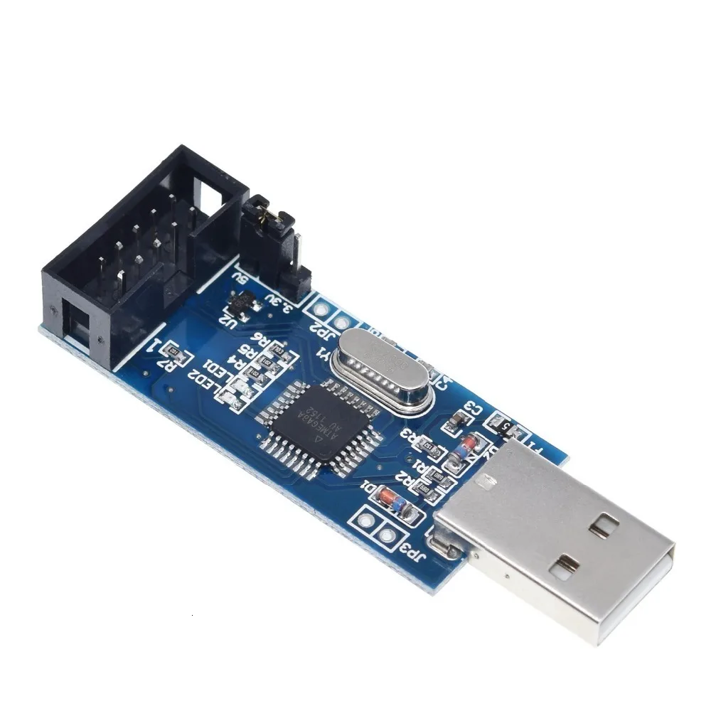 1 комплект USBASP USBISP AVR программист USB ATMEGA8 ATMEGA128 ATtiny/CAN/PWM 10Pin провод модуль DIY+ 10Pin до 6 Pin адаптер плата