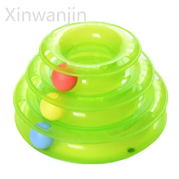 

Three Levels pet cat toy Tower Tracks Disc cat Intelligence Amusement triple pay disc cat toys ball Training Amusement plate