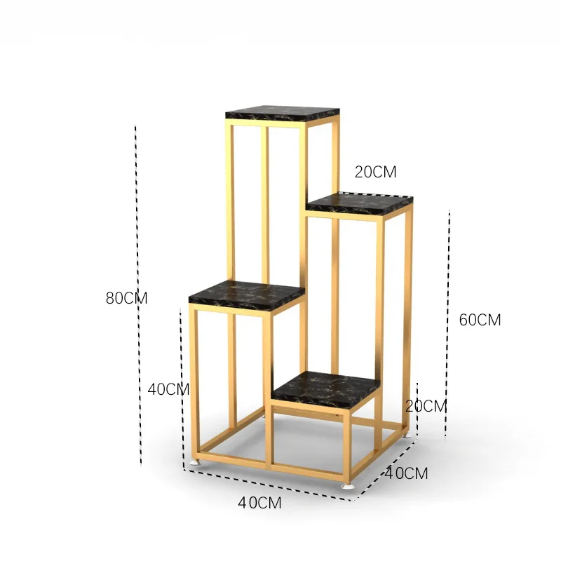 Металлическая Напольная полка в скандинавском стиле, подставка для растений, металлическая железная подставка для растений, домашняя Цветочная стойка, креативная садовая подставка для гостиной - Цвет: S gold black marble