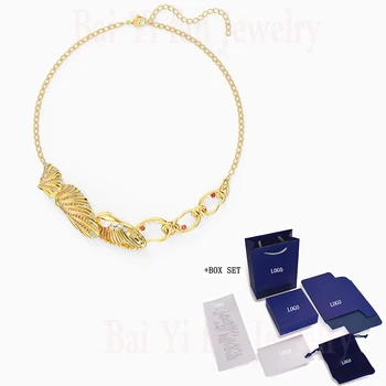 

2020 Fashion Jewelry SWA New SHELL NECKLACE Yellow Gold Lucky Ocean Shell Symbol Crystal Pearl Female Elegant Romantic Gift