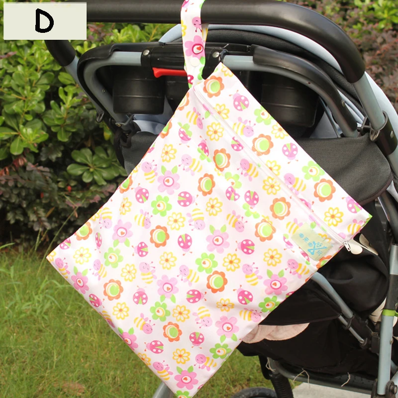 30*40 см детские пеленки мешок младенческой водонепроницаемый многоразовый влажный сухой мешок печати карман подгузник сумка для путешествий Однослойная сумка для подгузников на молнии