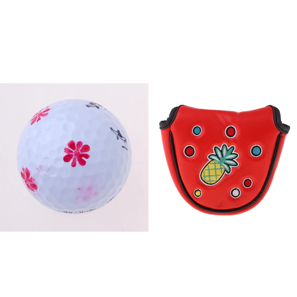 13x12 cm PU Leather Mallet Putter Headcover Center Putters Covers with One Complimentary Ball Stamp Stamper