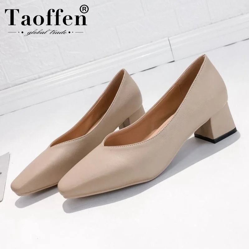 Taoffen/женские туфли-лодочки офисные женские с квадратным носком однотонные туфли