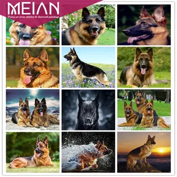 

2020 MEIAN Dog Full Diamond painting Cross stitch German Shepherd 5D DIY Diamond embroidery Dog Full Round sale Diamond Animal