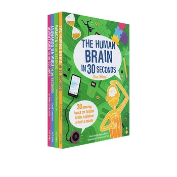 

4 Pcs/Set The Human Body, Insects, Leonardo da Vinci,Inventions In 30 Seconds English Popular Science Reading Book