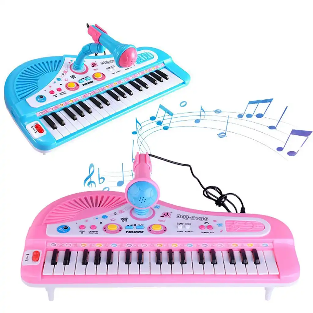 Piano Musical con juguete de llaves para niños, instrumento Musical de 37 piezas con luces de sonido para chico, teclado con batería de micrófono # G4|Instrumento musical de juguete| - AliExpress