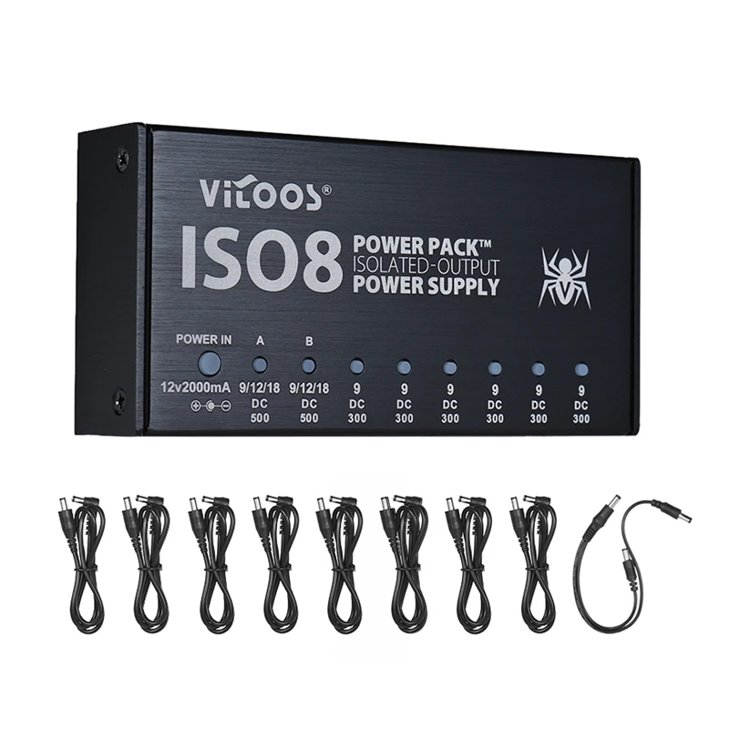 Vitoos Iso8 гитарные интегрированные эффекты компактный размер блок питания шумоподавление изолированные выходы постоянного тока для 9 В/12 В/18 в Guita