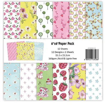 

12pc Fleurs patterned paper Scrapbooking paper pack handmade craft paper craft Background pad